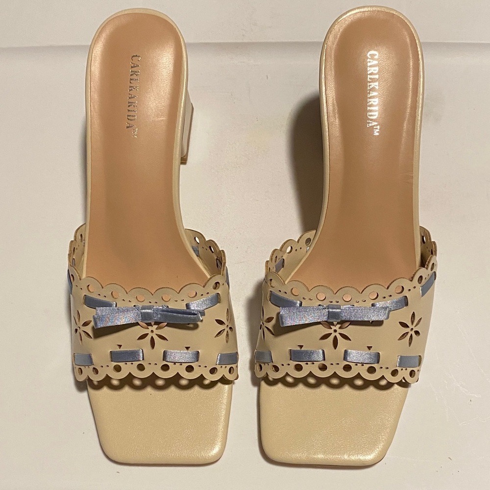 Beige and Blue Women's Sandals
